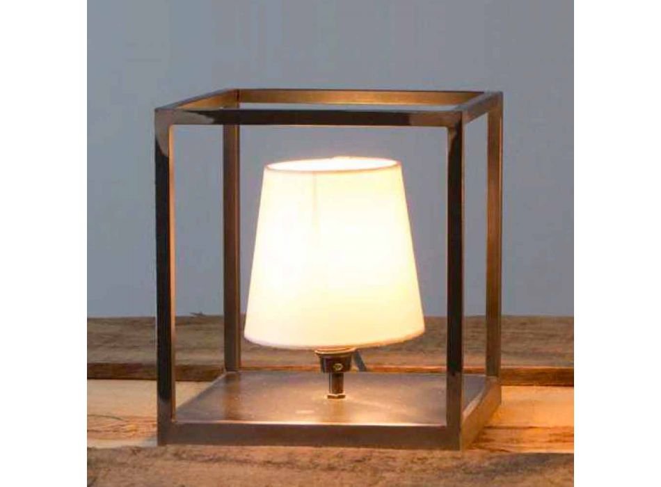 Lampada da Tavolo Artigianale in Ferro con Paralume Made in Italy - Cubola