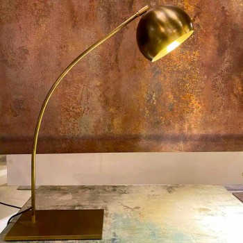 Lampada da Tavolo Artigianale in Ferro e Ottone Brunito Made in Italy - Brina