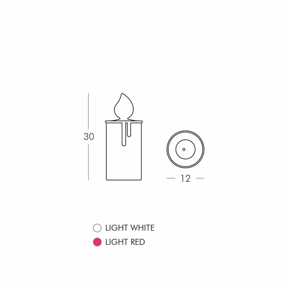 Lampada da Tavolo Candela Luminosa Bianca o Rossa Design di Slide - Fiammetta Viadurini