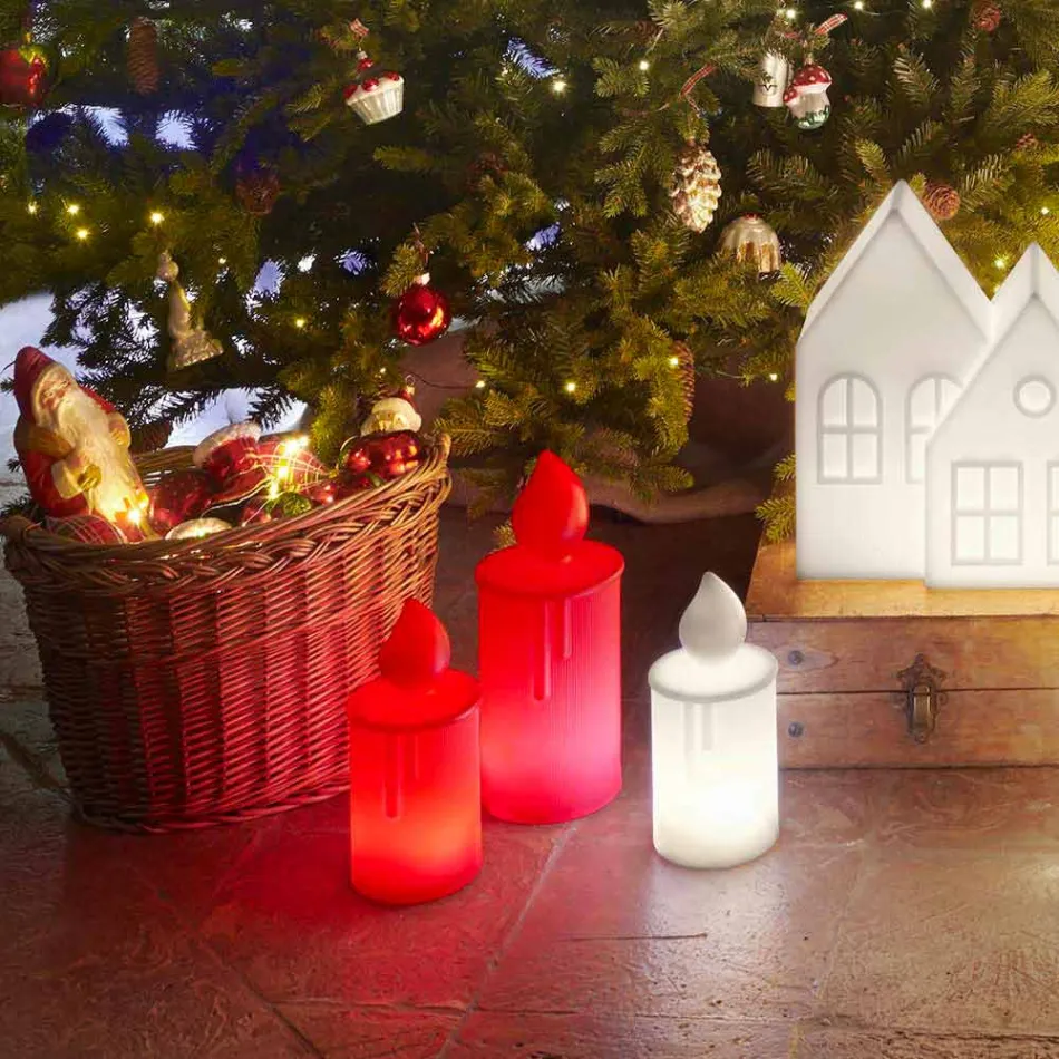 Lampada da Tavolo Candela Luminosa Bianca o Rossa Design di Slide - Fiammetta Viadurini