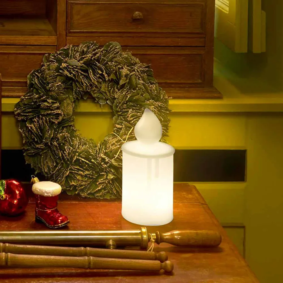 Lampada da Tavolo Candela Luminosa Bianca o Rossa Design di Slide - Fiammetta Viadurini