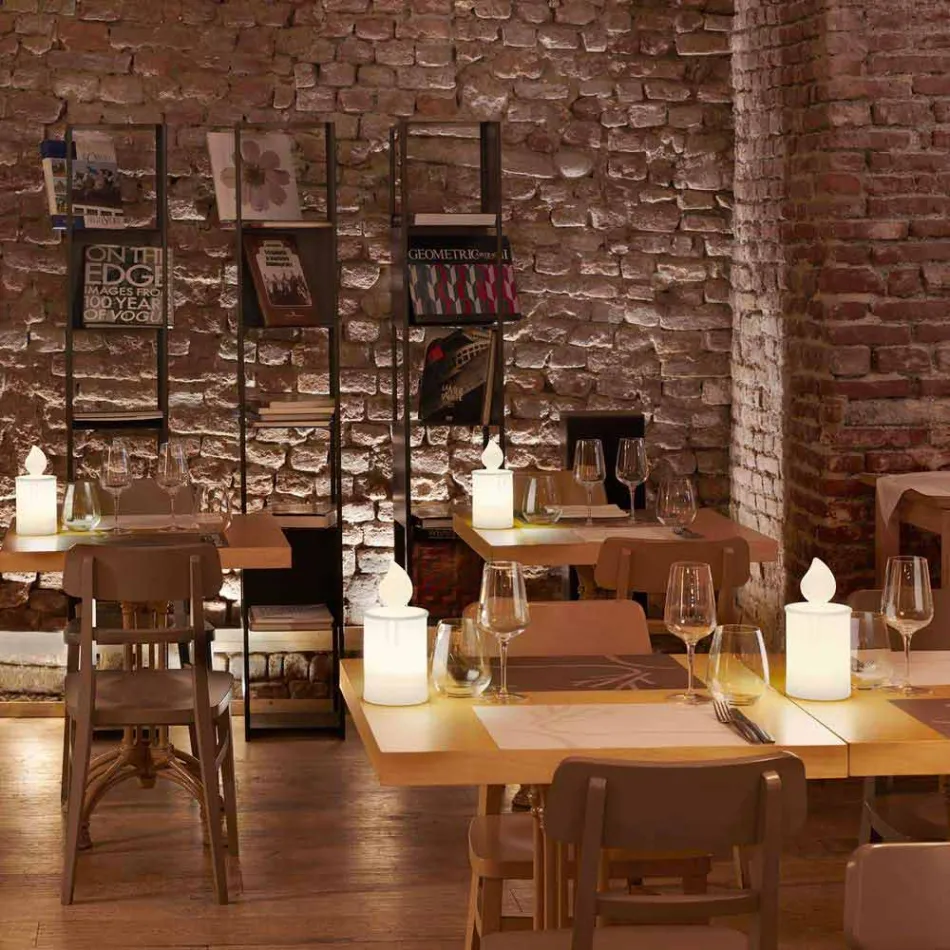 Lampada da Tavolo Candela Luminosa Bianca o Rossa Design di Slide - Fiammetta Viadurini