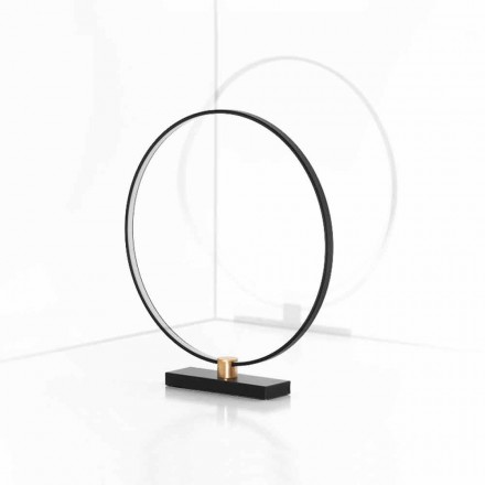 Lampada da Tavolo di Design in Alluminio Nero e Ottone Made in Italy - Norma Viadurini
