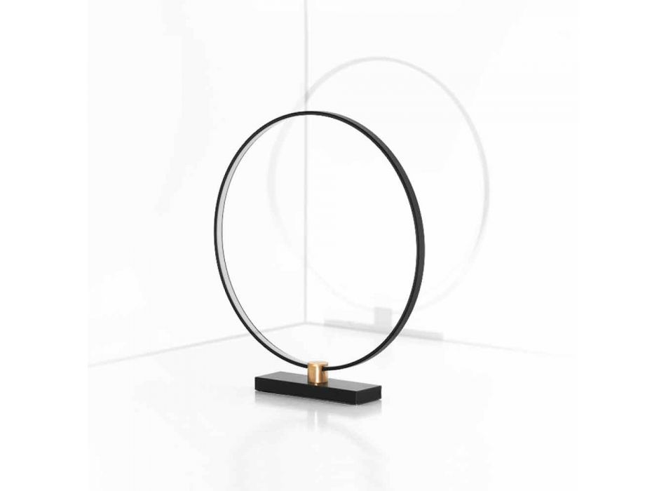 Lampada da Tavolo di Design in Alluminio Nero e Ottone Made in Italy - Norma