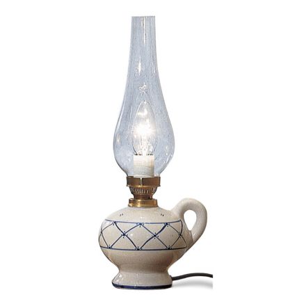Lampada da Tavolo di Design Vintage in Ceramica Dipinta a Mano - Pompei Viadurini