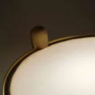 Lampada da Tavolo in Faggio con Dettagli in Metallo e Pelle Vegana - Avetta Viadurini