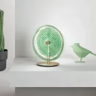 Lampada da Tavolo in Metallo e Vetro Decorato a Righe Concentriche - Bagolaro Viadurini