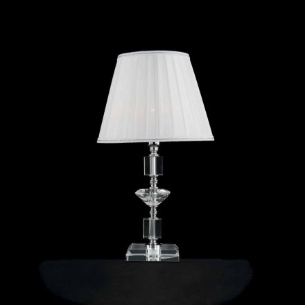 Lampada da tavolo in vetro trasparente e cristallo Ivy, made in Italy Viadurini