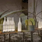 Lampada da Tavolo Led in Vetro Satinato Bianco Design Moderno - Bottiglia Viadurini