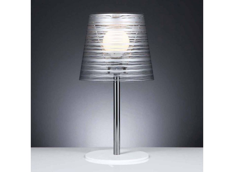 Lampada da tavolo moderna con decoro argento, diametro 30 cm, Shana Viadurini