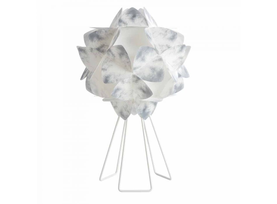 Lampada da tavolo moderna in metallo bianco, diametro 46 cm, Kaly  Viadurini