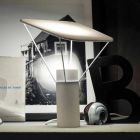 Lampada da Tavolo Moderna in Resina e Cotone Bianco Made in Italy - Fiera Viadurini