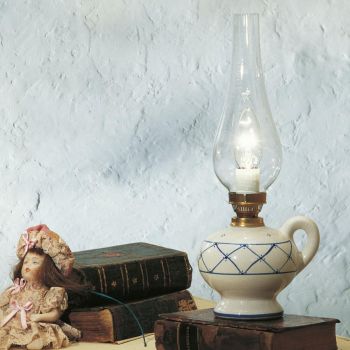 Lampada da tavolo rustica in ceramica decorata a mano Ferroluce