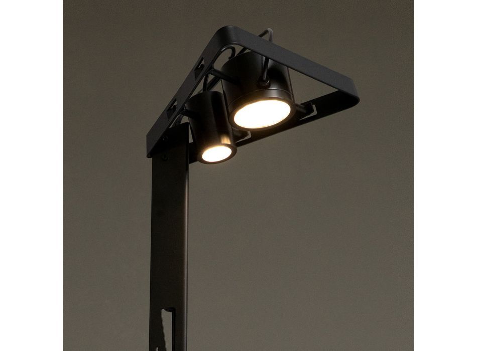 Lampada da Terra Allungabile Alluminio Nero Opaco Design a Scala - Vigile Viadurini