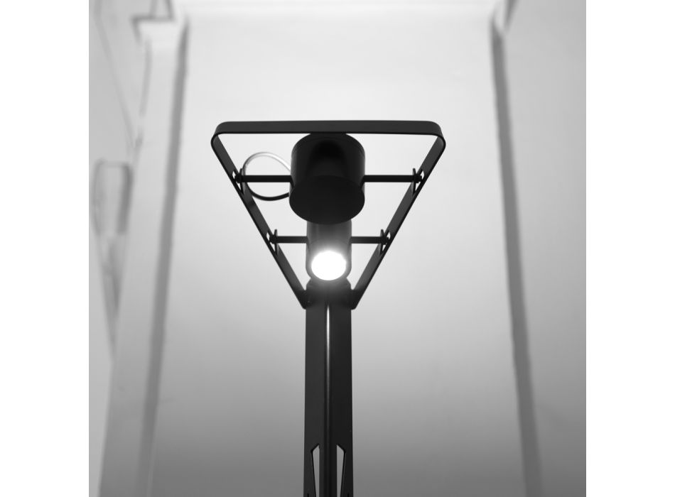 Lampada da Terra Allungabile Alluminio Nero Opaco Design a Scala - Vigile Viadurini