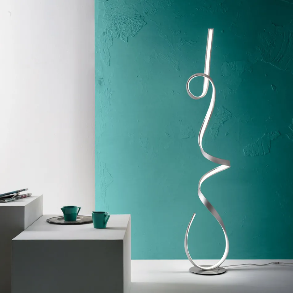 Lampada da Terra con Struttura in Metallo Verniciato con Luce LED - Lumino Viadurini