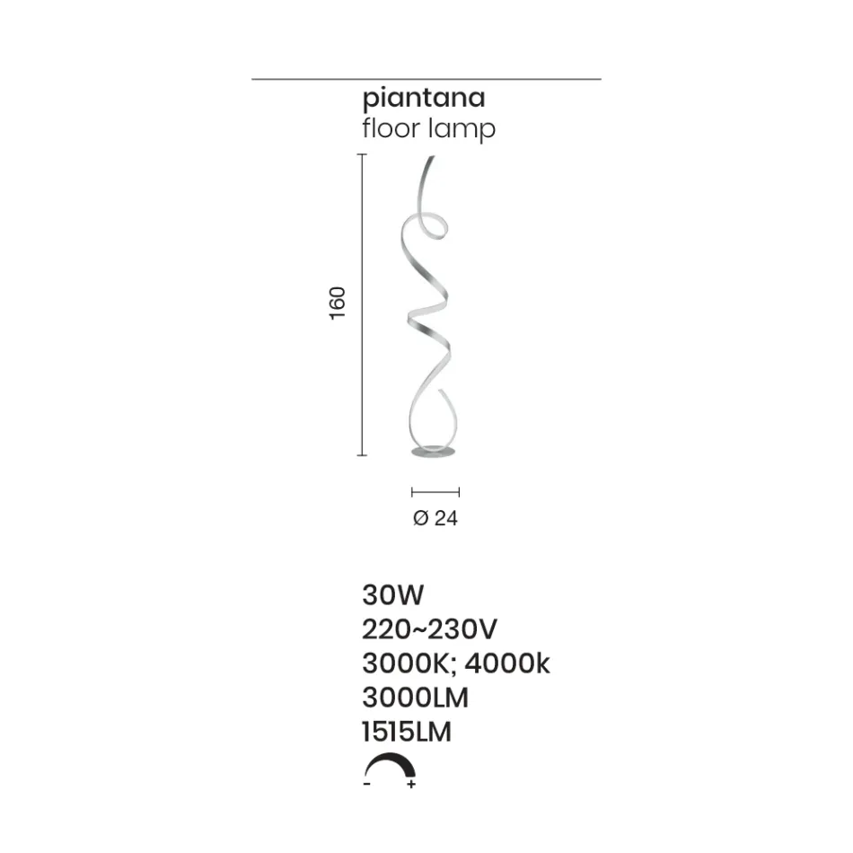 Lampada da Terra con Struttura in Metallo Verniciato con Luce LED - Lumino Viadurini