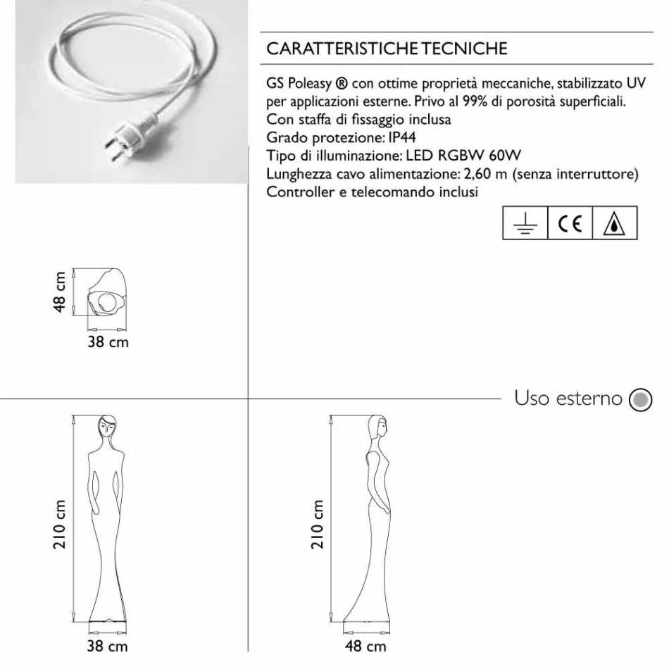 Lampada da Terra da Giardino con Luce Led RGBW Design a Statua - Penelope by Myyour Viadurini