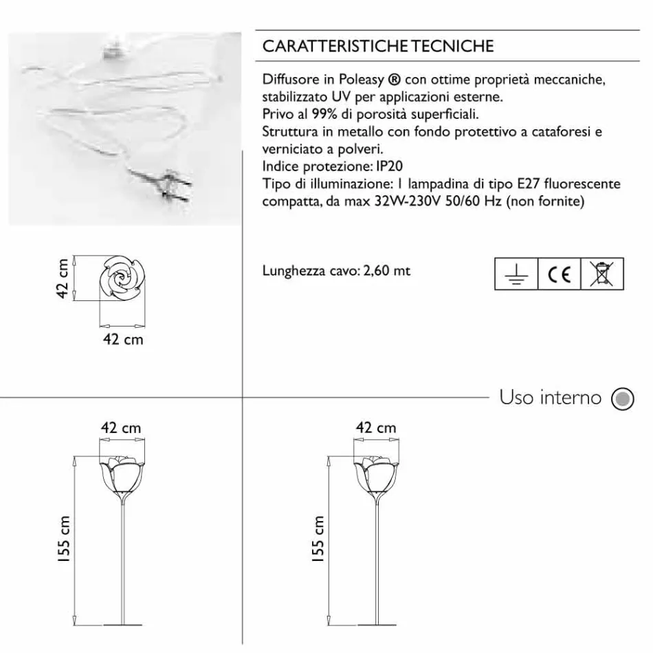 Lampada da Terra Design a Fiore in Plastica per Interni - Baby Love by Myyour Viadurini
