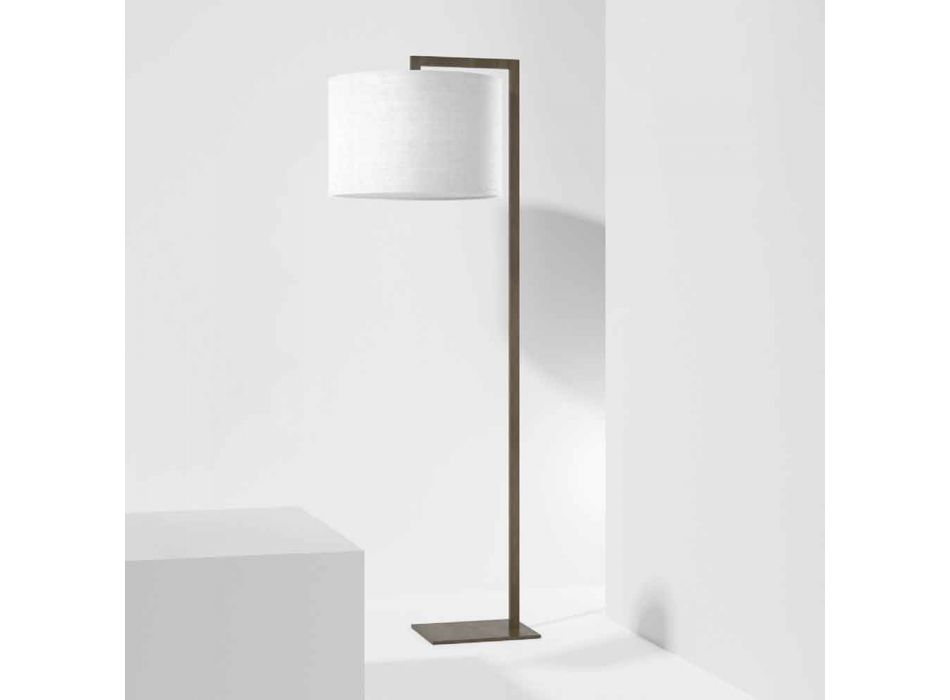 Lampada da Terra di Design in Metallo con Paralume in Lino Made in Italy - Bali Viadurini