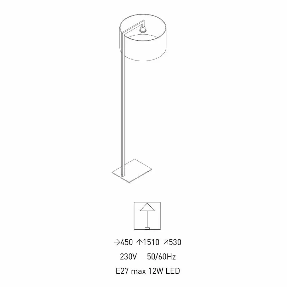 Lampada da Terra di Design in Metallo con Paralume in Lino Made in Italy - Bali Viadurini