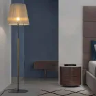 Lampada da Terra di Design in Metallo, Legno e Organza Made in Italy - Boom Viadurini