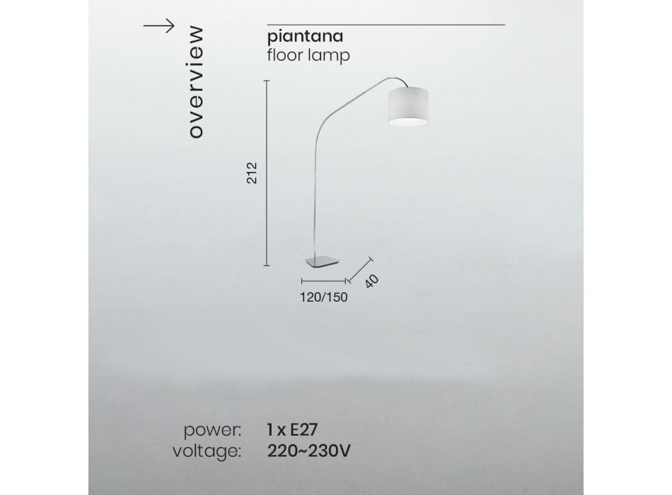 Lampada da Terra in Metallo con Paralume in Pvc Rivestito in Tessuto - Igeo Viadurini