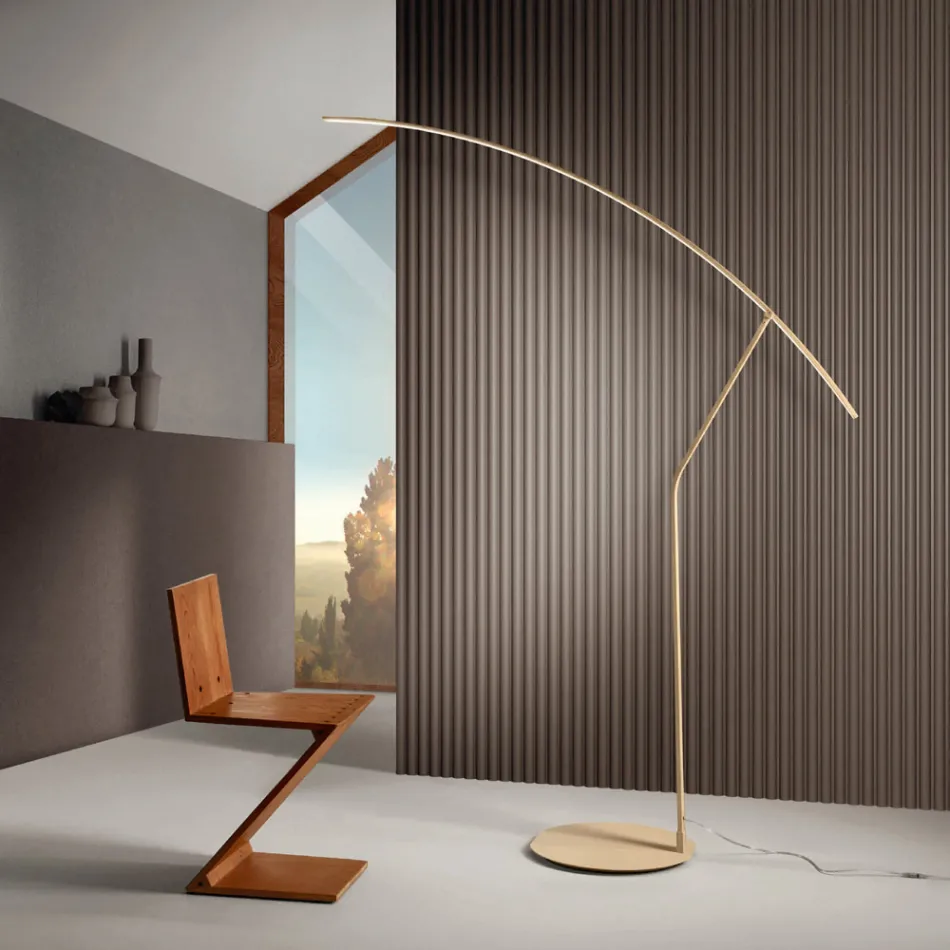 Lampada da Terra in Metallo Verniciato in Diversi Colori e LED Dimmerabile - Acero Viadurini