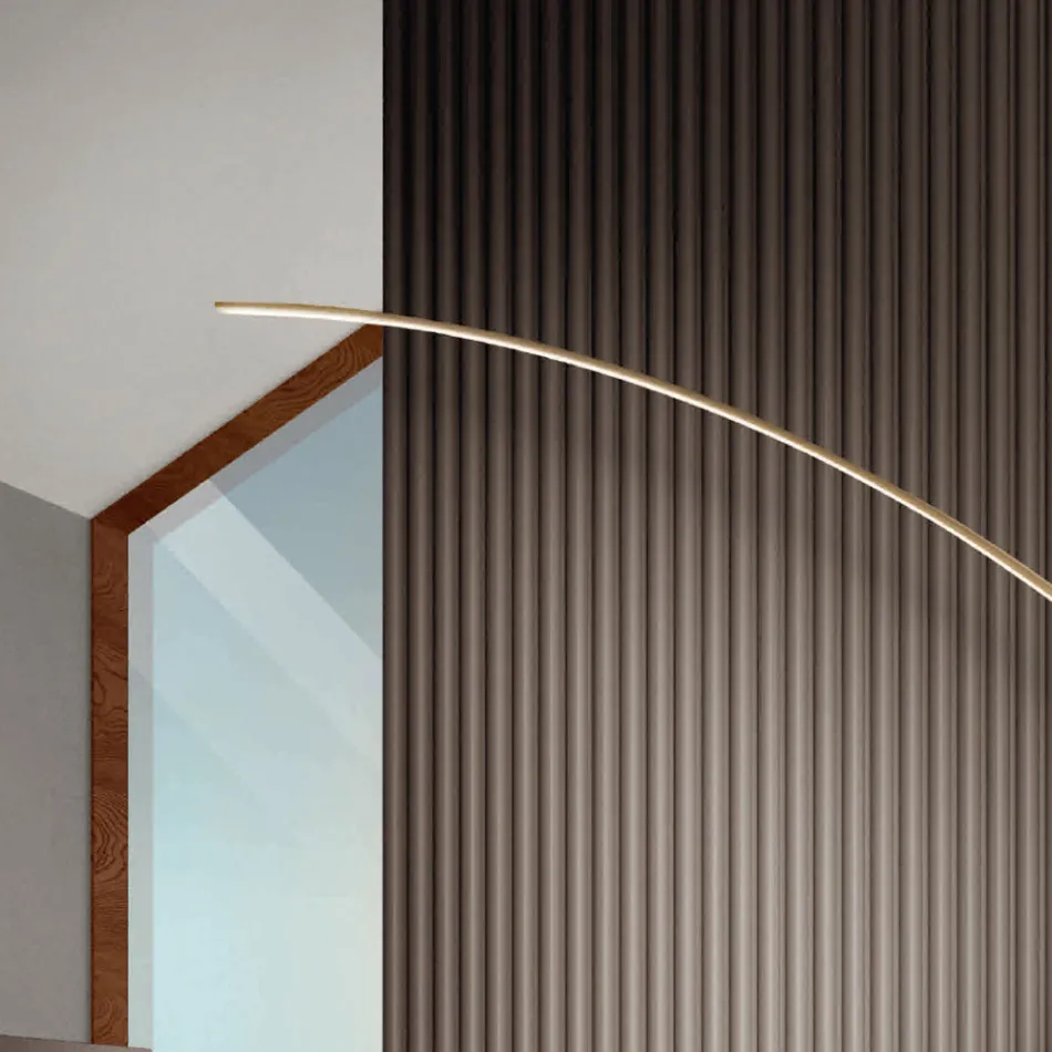 Lampada da Terra in Metallo Verniciato in Diversi Colori e LED Dimmerabile - Acero Viadurini