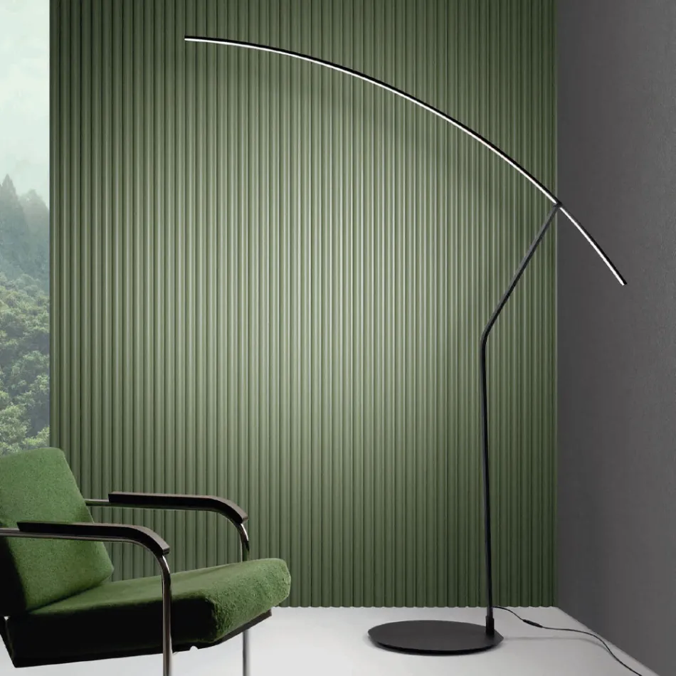 Lampada da Terra in Metallo Verniciato in Diversi Colori e LED Dimmerabile - Acero Viadurini