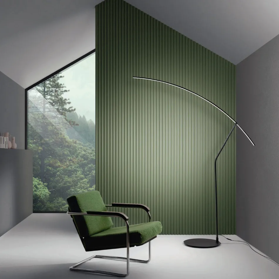 Lampada da Terra in Metallo Verniciato in Diversi Colori e LED Dimmerabile - Acero Viadurini