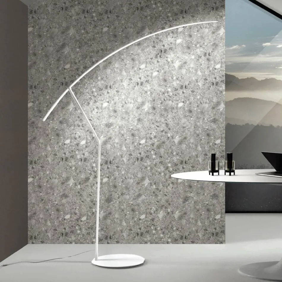 Lampada da Terra in Metallo Verniciato in Diversi Colori e LED Dimmerabile - Acero Viadurini