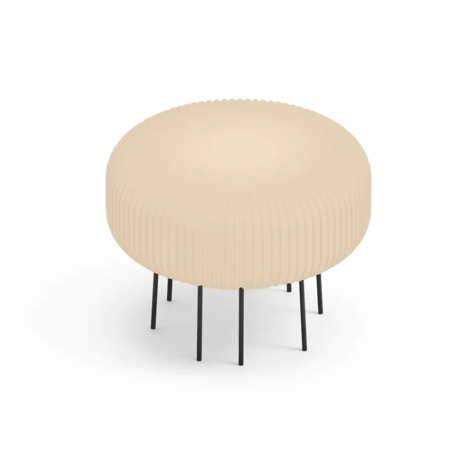 Lampada da Terra in Polietilene Alabastro per Esterni Made in Italy - Disco Viadurini