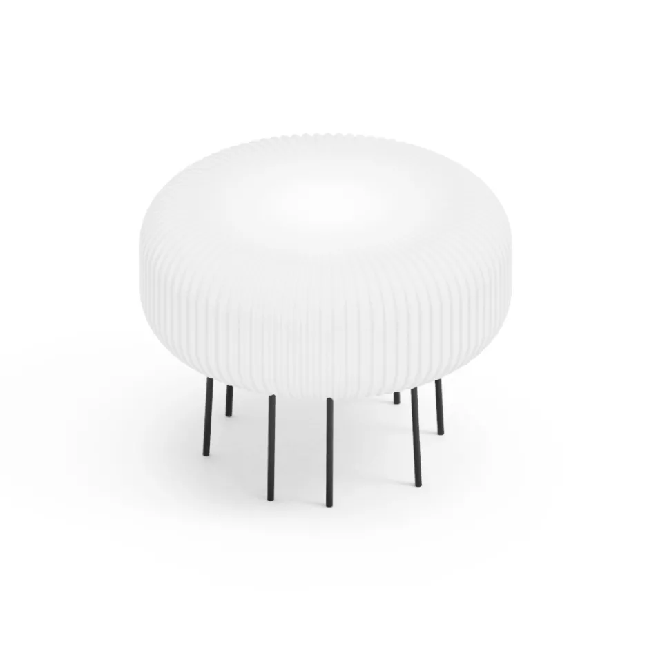 Lampada da Terra per Esterni in Polietilene Bianco Made in Italy - Disco Viadurini