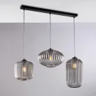 Lampada di Design in Metallo in Vetro Nero 3 Luci per - Tucana Viadurini