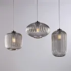 Lampada di Design in Metallo in Vetro Nero 3 Luci per - Tucana Viadurini