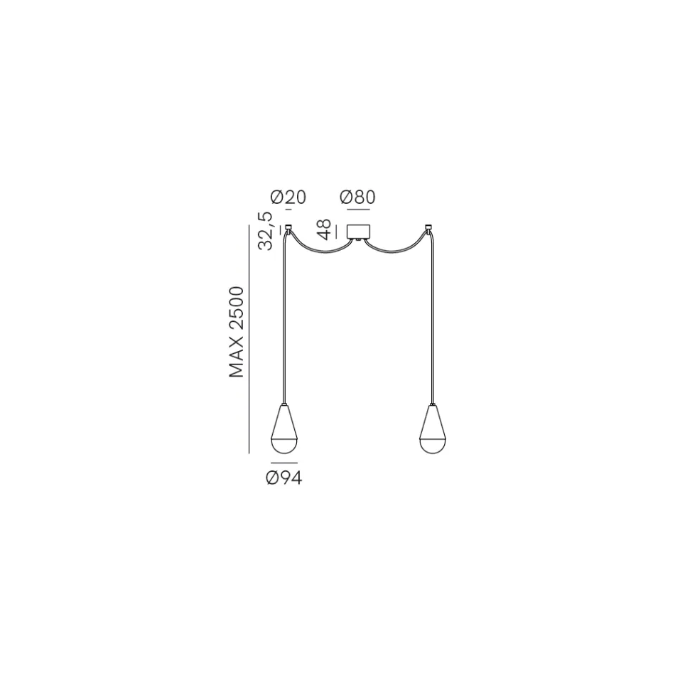 Lampada Doppia a Sospensione in Ferro e Vetro Made in Italy - Nuvoloso Viadurini