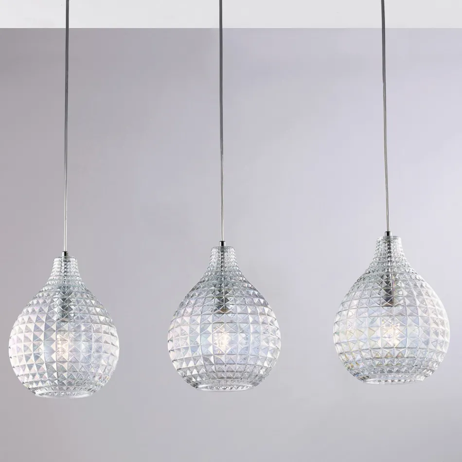 Lampada Elegante in Vetro e Metallo Made in Italy per Interni Raffinati - Atlas Viadurini