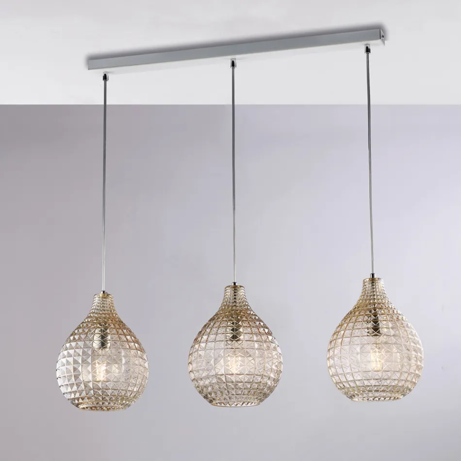 Lampada Elegante in Vetro e Metallo Made in Italy per Interni Raffinati - Atlas Viadurini