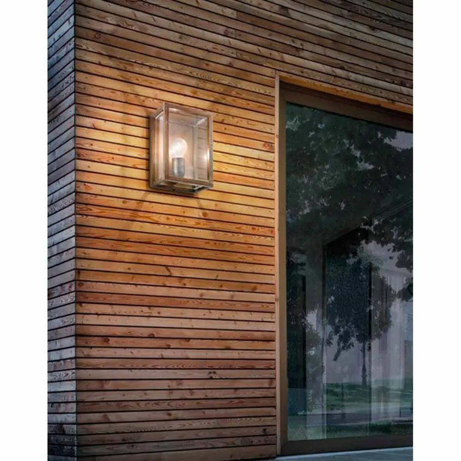 Lampada industriale da parete in ottone e vetro Quadro Il Fanale Viadurini