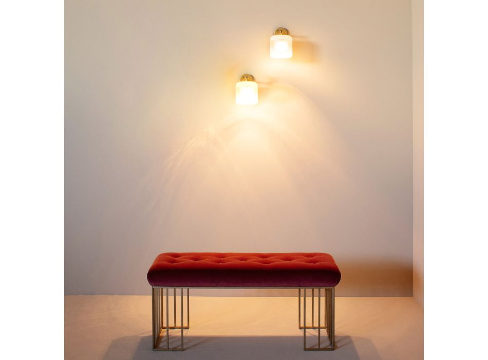 Lampada LED a Parete in Ottone Brunito e Vetro Bianco Made in Italy - Zelo