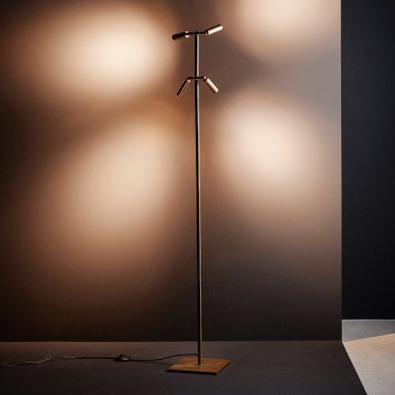 Lampada LED da Terra in Ottone con Luci Orientabili Made in Italy - Lampo Viadurini