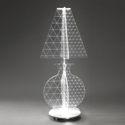 Lampada Led da Terra Plexiglass Marcato a Laser Moderna 3 Misure -  Raissa Viadurini