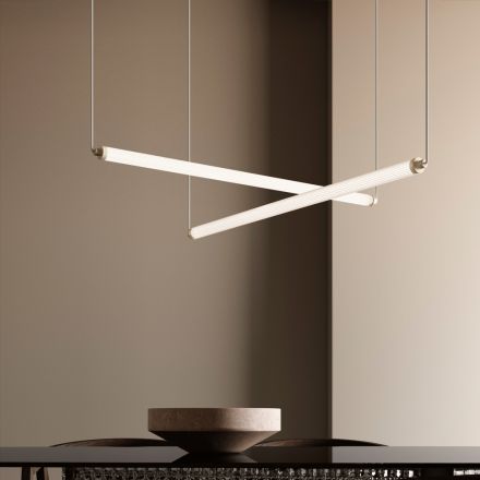 Lampada Led Moderna in Vetro Rigato dal Design Esclusivo Made in Italy - Lys Viadurini