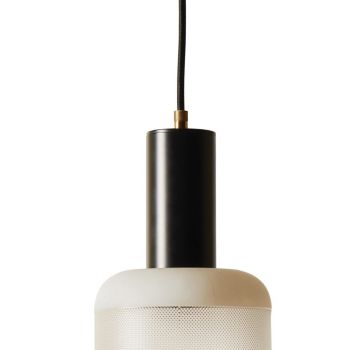Lampada LED Sospesa in Alluminio Nero e Vetro Bianco Made in Italy - Zelo