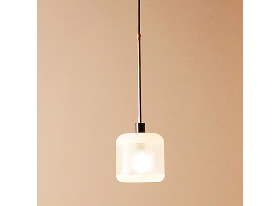 Lampada LED Sospesa in Alluminio Nero e Vetro Bianco Made in Italy - Zelo