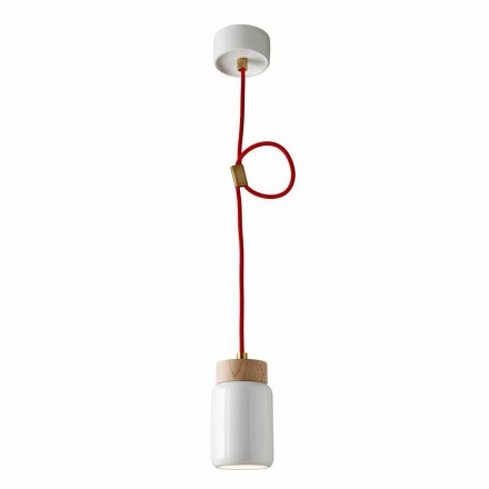 Lampada moderna a sospensione in ceramica bianca made in Italy Asia Viadurini