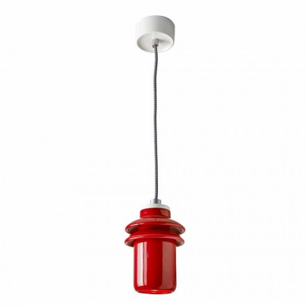 Lampada moderna a sospensione in ceramica rossa made in Italy Asia Viadurini