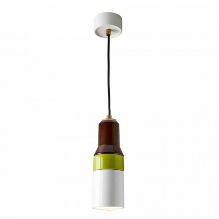Lampada moderna sospesa in ottone e ceramica fatta in Italia Asia Viadurini