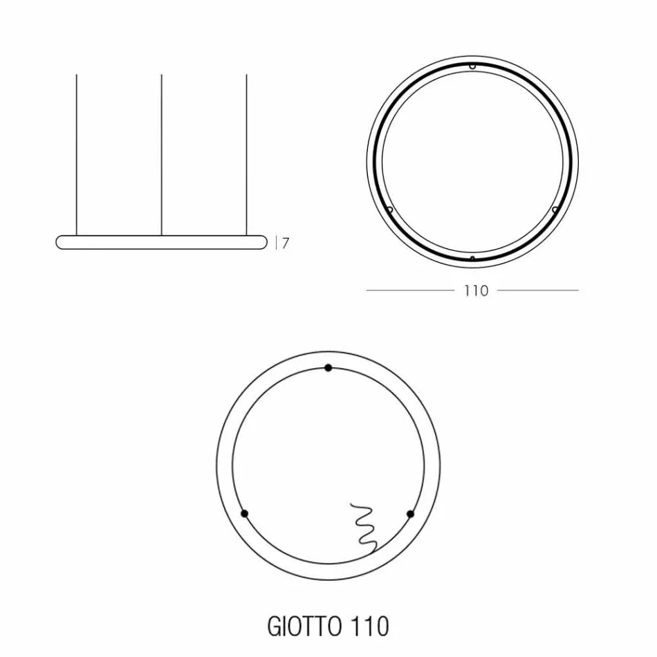 Lampada Moderna Tonda a Sospensione in Polietilene Made in Italy - Slide Giotto Viadurini